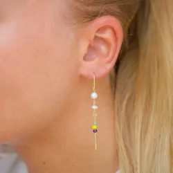 långa gula kedja örhängen i förgyllt silver - Loom Stones