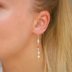 långa rosa kedja örhängen i förgyllt silver - Loom Stones