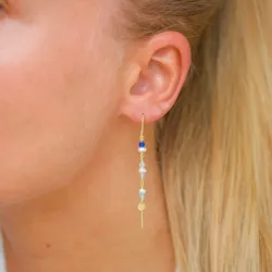 långa blå kedja örhängen i förgyllt silver - Loom Stones
