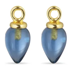 mörkblå kristal hängen till örhängen i förgyllt silver - Mix & Match