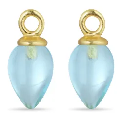 blå kristal hängen till örhängen i förgyllt silver - Mix & Match