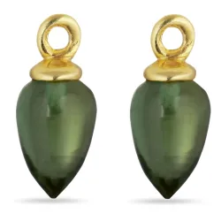 grön kristal hängen till örhängen i förgyllt silver - Mix & Match