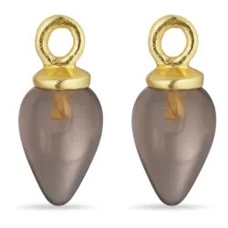 rökfärgad kvarts hängen till örhängen i förgyllt silver - Mix & Match