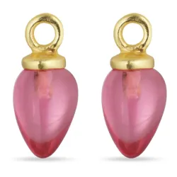rosa kristal hängen till örhängen i förgyllt silver - Mix & Match