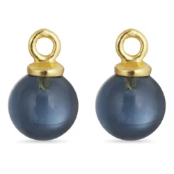 8 mm mörkblå kristal hängen till örhängen i förgyllt silver - Mix & Match