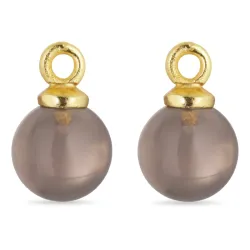 8 mm rökfärgad kvarts hängen till örhängen i förgyllt silver - Mix & Match