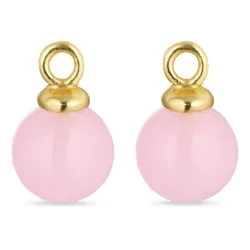 8 mm rosa krystal hängen till örhängen i förgyllt silver - Mix & Match