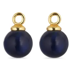 8 mm syntetisk blå safir hängen till örhängen i förgyllt silver - Mix & Match
