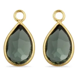 droppe grön kristal hängen till örhängen i förgyllt silver - Mix & Match