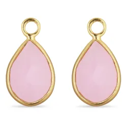 droppe rosa krystal hängen till örhängen i förgyllt silver - Mix & Match
