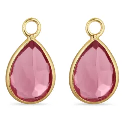droppe rosa kristal hängen till örhängen i förgyllt silver - Mix & Match