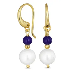 långa blå jadesten örhängen i förgyllt silver - Loom Stones