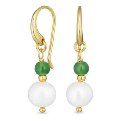 långa grön aventurin örhängen i förgyllt silver - Loom Stones