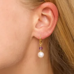 långa lila ametist örhängen i förgyllt silver - Loom Stones