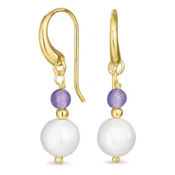 långa lila jadesten örhängen i förgyllt silver - Loom Stones