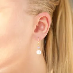 långa lila jadesten örhängen i förgyllt silver - Loom Stones