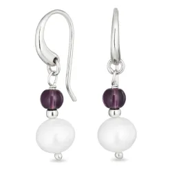 långa mörkblå kristal örhängen i silver - Loom Stones