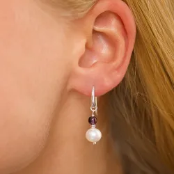 långa mörkblå kristal örhängen i silver - Loom Stones