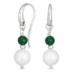 långa grön onyx örhängen i silver - Loom Stones