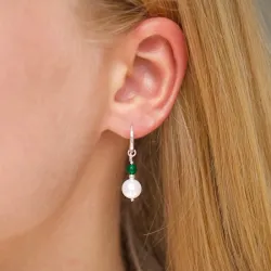 långa grön onyx örhängen i silver - Loom Stones