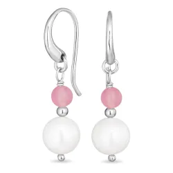 långa rosa krystal örhängen i silver - Loom Stones