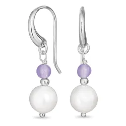 långa lila jadesten örhängen i silver - Loom Stones