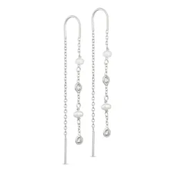 vit zirkon kedja örhängen i silver