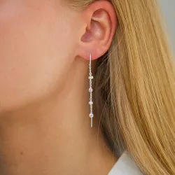 vit zirkon kedja örhängen i silver