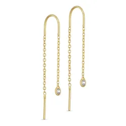 vit zirkon kedja örhängen i förgyllt silver