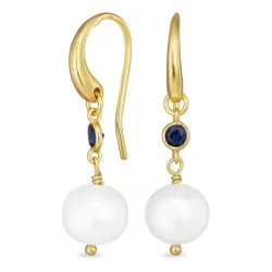 mörkblå kristal örhängen i förgyllt silver