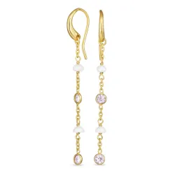 lila zirkon kedja örhängen i förgyllt silver