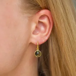 runda grön kristal örhängen i förgyllt silver - Loom Stones
