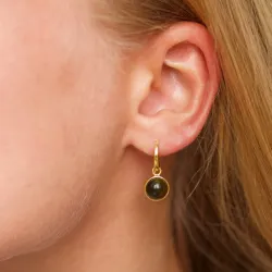 runda armégrönt kristal örhängen i förgyllt silver - Loom Stones