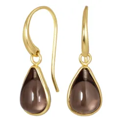 droppe rökfärgad kvarts örhängen i förgyllt silver - Loom Stones