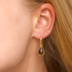 droppe rökfärgad kvarts örhängen i förgyllt silver - Loom Stones