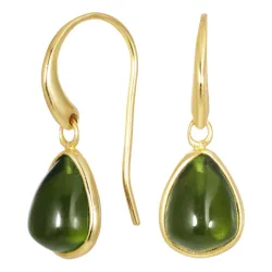 droppe armégrönt kristal örhängen i förgyllt silver - Loom Stones