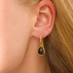 droppe armégrönt kristal örhängen i förgyllt silver - Loom Stones