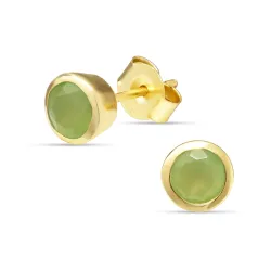 6,5 mm prehnite örhängestift i förgyllt silver