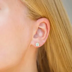 6,5 mm akvamarin örhängestift i förgyllt silver - Loom Stones