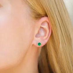 6,5 mm grön onyx örhängestift i förgyllt silver - Loom Stones