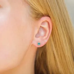 5 mm akvamarin örhängestift i förgyllt silver - Loom Stones