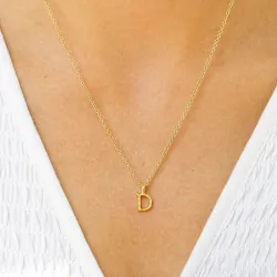 bokstav d hängen med halskedja i förgyllt silver - My Letter