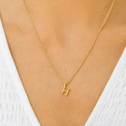bokstav h hängen med halskedja i förgyllt silver - My Letter