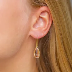 långa droppe rosa krystal örhängen i förgyllt silver - Loom Stones