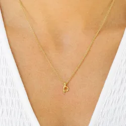bokstav p hängen med halskedja i förgyllt silver - My Letter