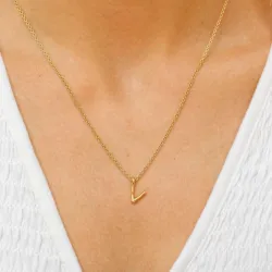 bokstav v hängen med halskedja i förgyllt silver - My Letter