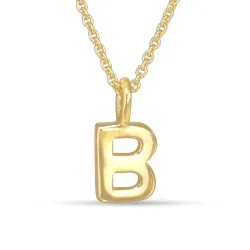 bokstav b hängen med halskedja i förgyllt silver - My Letter