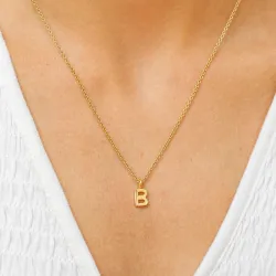 bokstav b hängen med halskedja i förgyllt silver - My Letter