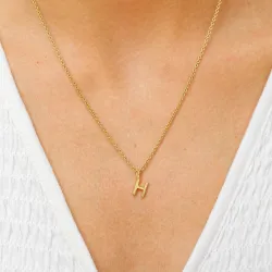 bokstav h hängen med halskedja i förgyllt silver - My Letter