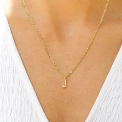 bokstav j hängen med halskedja i förgyllt silver - My Letter